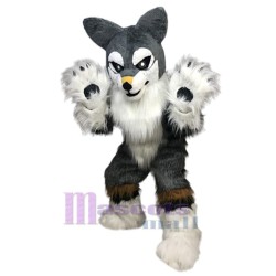 Dessin animé Chien Husky gris Mascotte Costume Animal
