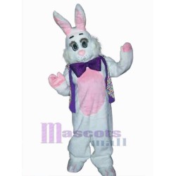 lapin de Pâques avec nœud papillon violet Mascotte Costume Animal