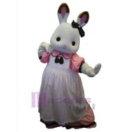 Kaninchen im weißen Kleid Maskottchen-Kostüm Tier