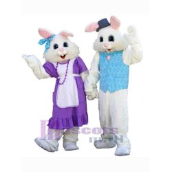 Beau lapin Couple Mascotte Costume Animal