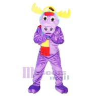 Purple Moose Mascot Costume Animal