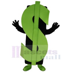 Grünes Dollarzeichen Maskottchen-Kostüm Karikatur