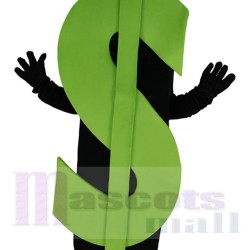 Green Dollar Sign Mascot Costume Cartoon