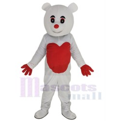 Ours blanc Mascotte Costume Animal avec coeur d'amour rouge
