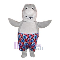 Happy Gray Shark Mascot Costume Ocean
