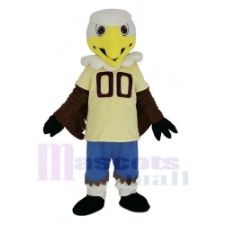 Águila universitaria con jersey amarillo Disfraz de mascota