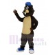 Brown Beaver with Blue Hat Mascot Costume