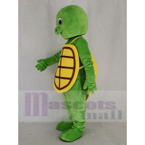Bonne tortue verte avec carapace jaune Mascotte Costume