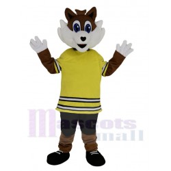 Sport Fox in Yellow T-shirt Mascot Costume