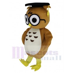Brown Doctor Owl with Black Hat Mascot Costume