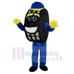 Blue and Black Auto Tyre Cab Tire Mascot Costume