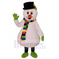 Bonhomme de neige de Noël Mascotte Costume avec des gants verts
