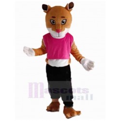 Costume de mascotte de tigre Animal en gilet rose