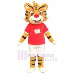 Cartoon Tiger Mascot Costume Animal with Red Nose