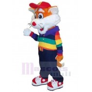 Tiger Mascot Costume Animal with Rainbow Coat