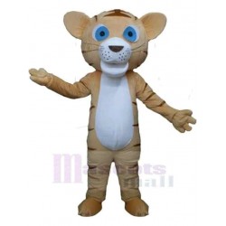 Brown Tiger Mascot Costume Animal with Blue Eyes