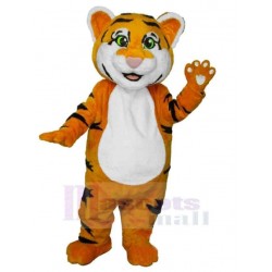 Cute Tiger Mascot Costume Animal with Green Eyes