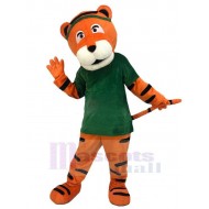 Tigre portant une épingle à cheveux verte Costume de mascotte Animal