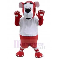 Roter und weißer Tiger Maskottchen Kostüm Tier bei Sportbekleidung