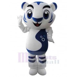 Cute White and Blue Tiger Mascot Costume Animal