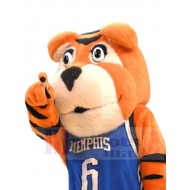 Tiger Player Mascot Costume Animal in Blue Clothes