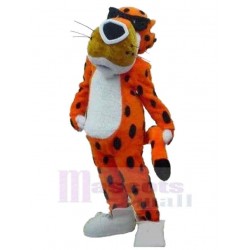 Léopard guépard orange Mascotte Costume Animal avec des lunettes
