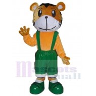 Netter Tiger Maskottchen Kostüm Tier in grünen Schuhen