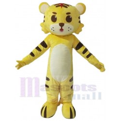Yellow Tiger Mascot Costume with Black Stripes Animal
