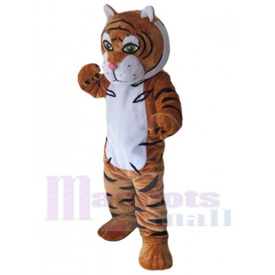 Brown Tiger Mascot Costume Animal with Pink Nose