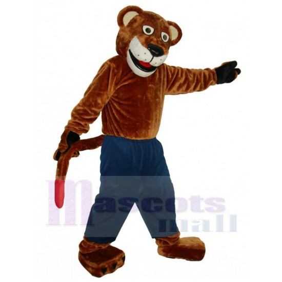 Brown Tiger Mascot Costume Animal in Navy Blue Pants