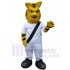 Fierce Yellow Tiger Mascot Costume Animal in White Sportswear