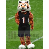Friendly Sport Tiger Mascot Costume Animal in Black Jersey