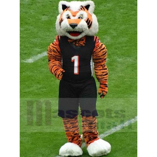 amistoso, deporte, tigre Disfraz de mascota Animal en jersey negro