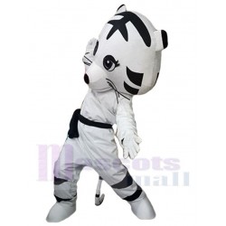Cute White and Black Tiger Mascot Costume Animal