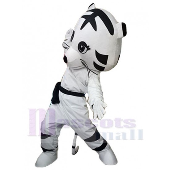 Netter weißer und schwarzer Tiger Maskottchen-Kostüm Tier