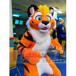 Orange-and-White Plush Tiger  Mascot Costume  Animal