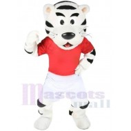 Tigre blanco Disfraz de mascota Animal en camiseta roja