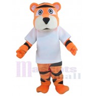 Sport-Tiger Maskottchen-Kostüm Tier im weißen Hemd