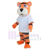 Tigre sportif Mascotte Costume Animal en chemise blanche