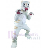 weißer Tiger Maskottchen-Kostüm Tier mit weißen Reißzähnen