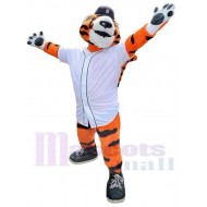 Sport-Tiger Maskottchen Kostüm Tier mit schwarzem Hut