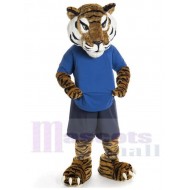Tigre Sport Marron Mascotte Costume Animal en short gris