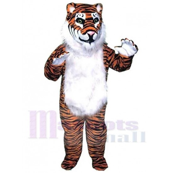 Tiger Maskottchen-Kostüm Tier mit langem Fell