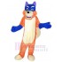 Bleu et Orange Loup de dessin animé Costume de mascotte Animal