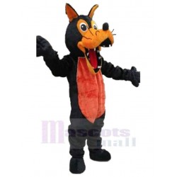 Black and Orange Wolf Mascot Costume Animal with Sharp Teeth