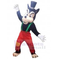 Lustiger Zauberwolf Maskottchen Kostüm Tier mit schwarzem Hut