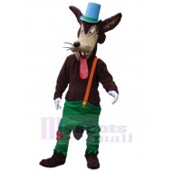 Méchant loup Costume de mascotte Animal avec chapeau bleu