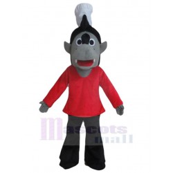 Chef Gray Wolf Mascot Costume Animal in Red Clothes