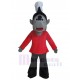 Chef Loup Gris Costume de mascotte Animal en vêtements rouges