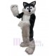 Cute Black and White Long Fur Wolf Mascot Costume Animal